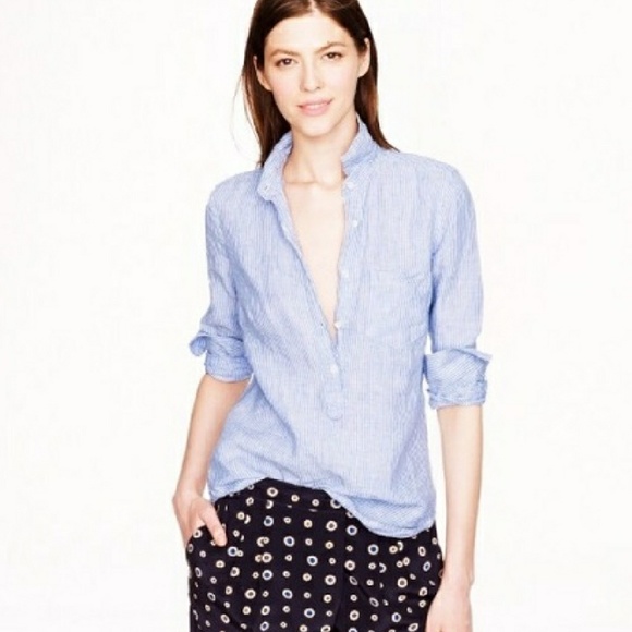 J. Crew Tops - Jcrew Linen Popover Tunic Henley 2